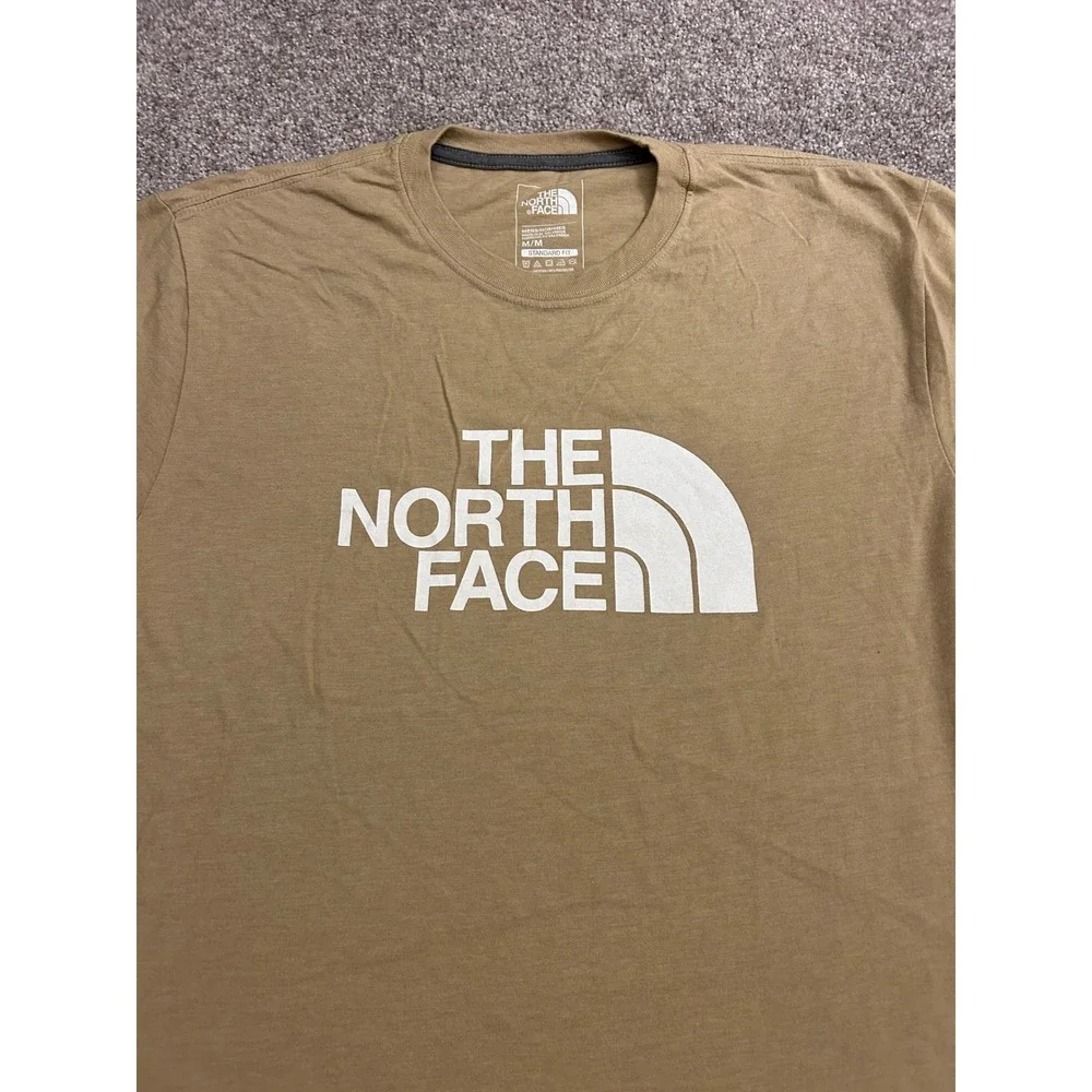 The North Face Graphic T-Shirt Mens Medium Tan Khaki Excellent Half Dome Logo